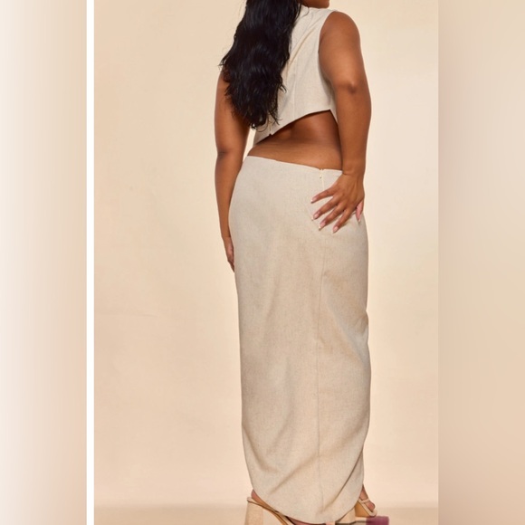 Off white linen dress draped -NEW - Picture 4 of 4